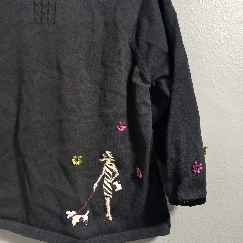 MARISA CHRISTINA Women's Black Patterned Sweater‎ - Picture 12 of 16